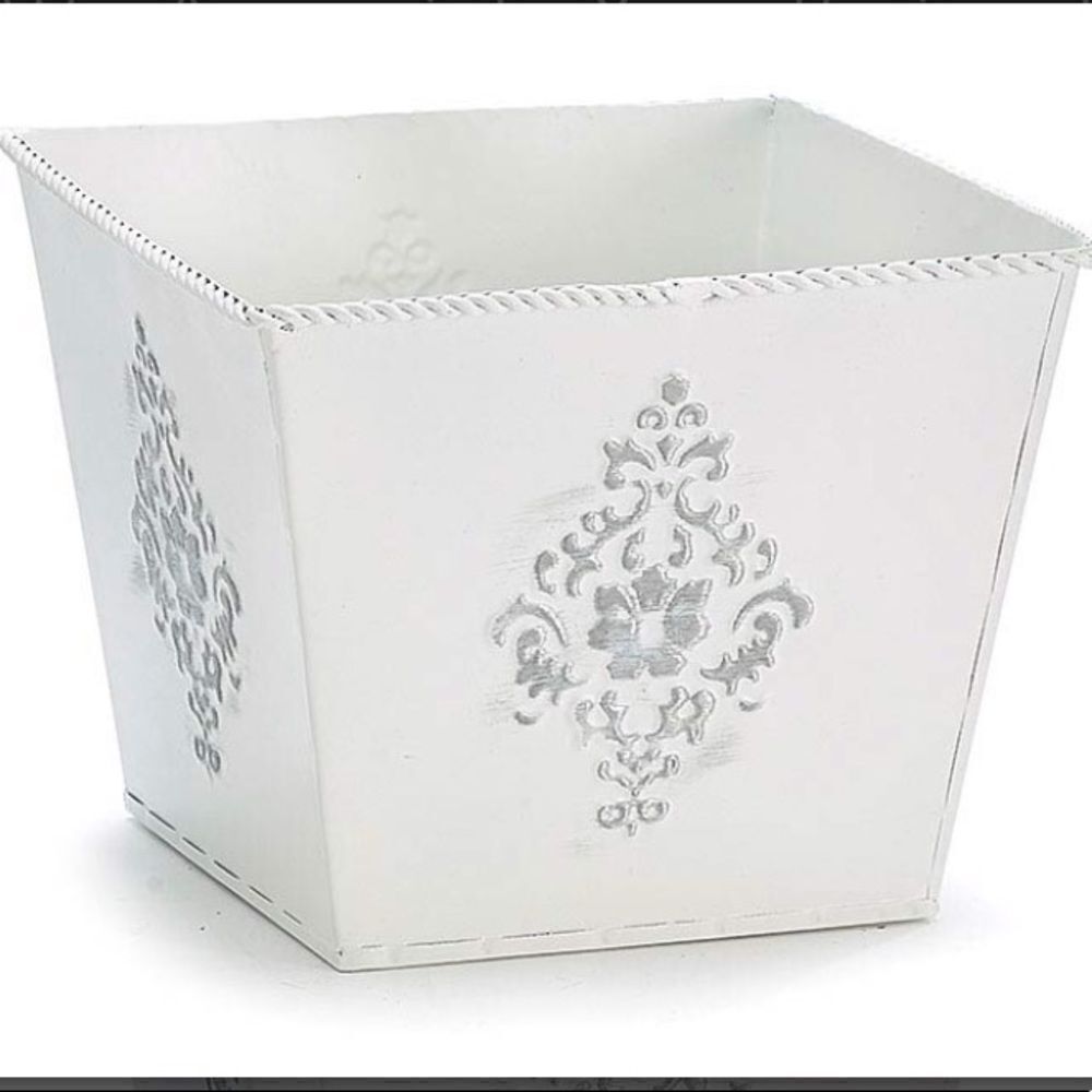 Tin Embossed Planter Storage Organizer Home Decor NWT